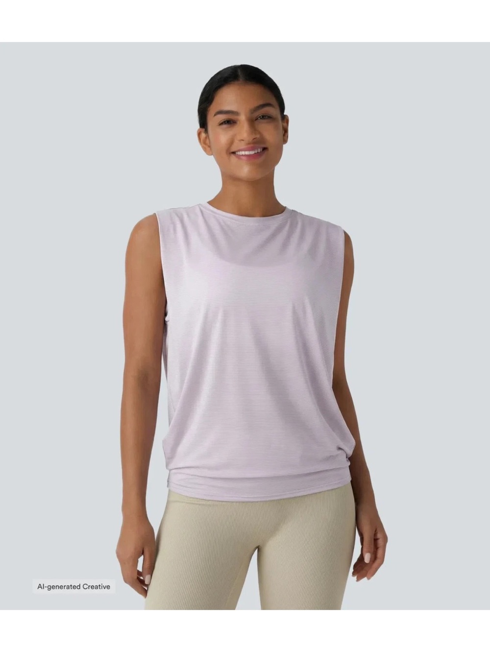 HALARA Round Neck Ruched workout Yoga Tank Top Lilac Whisper Sz S NEW